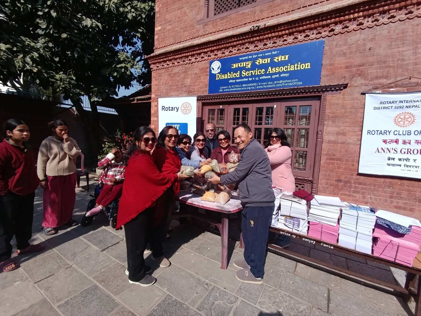 Distribution of Braille Paper & copies featuring the Four-Way Test