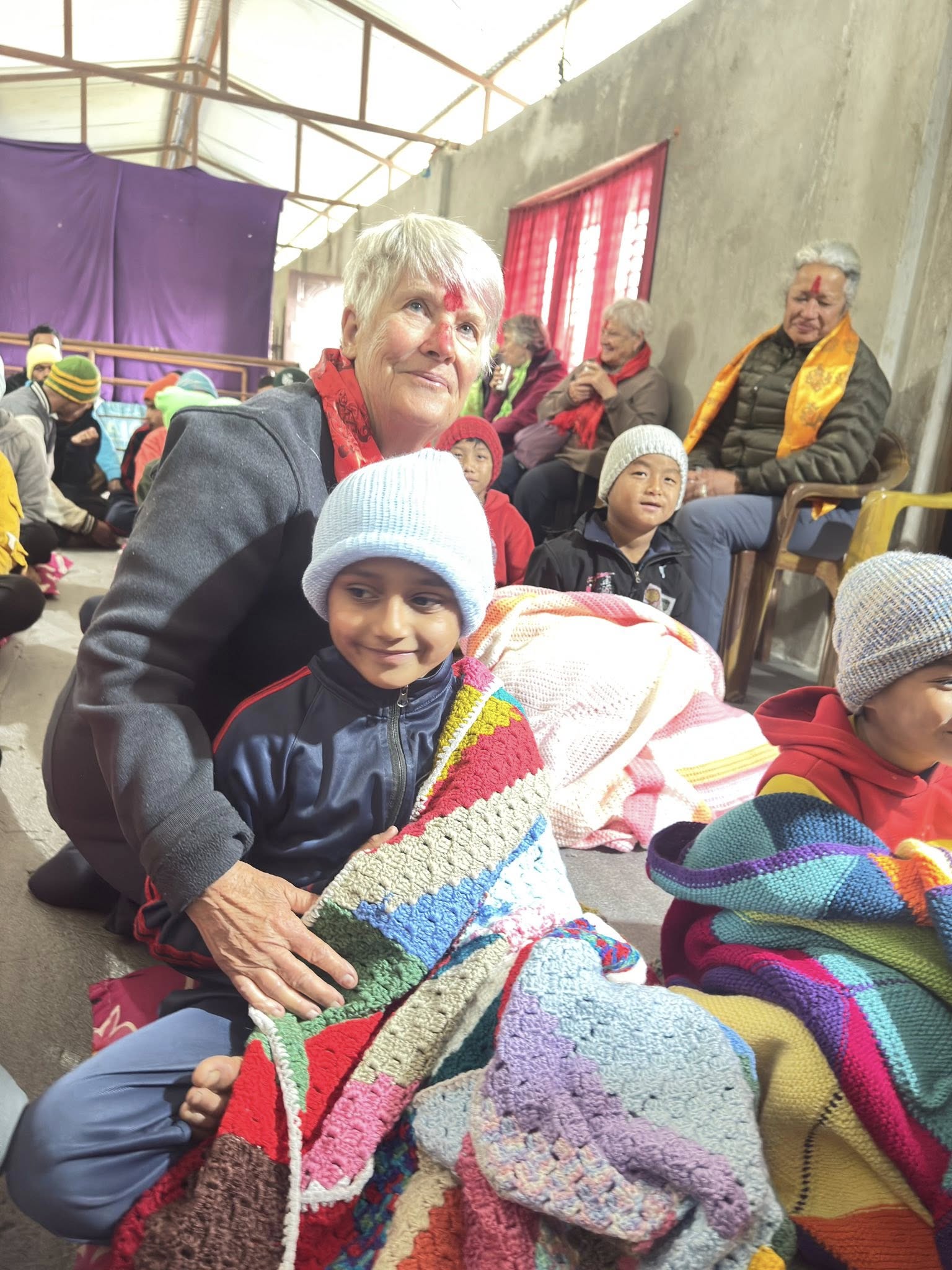 Distribution of stationery material and warm clothes